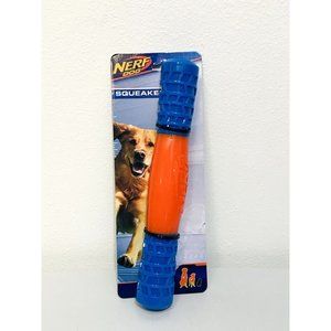 Nerf Dog Squeaker Durable Rubber Stick Orange Blue